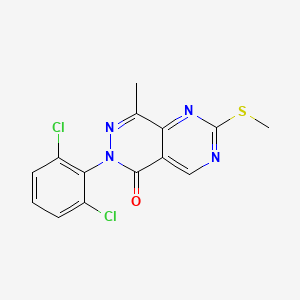 molecular formula C14H10Cl2N4OS B2641944 6-(2,6-Dichlorophenyl)-8-methyl-2-(methylthio)pyrimido[4,5-D]pyridazin-5(6H)-one CAS No. 1419794-21-0