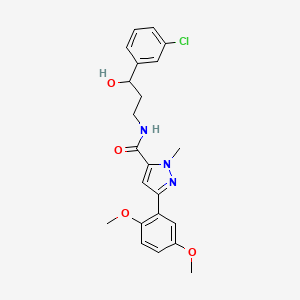 molecular formula C22H24ClN3O4 B2641947 N-(3-(3-chlorophenyl)-3-hydroxypropyl)-3-(2,5-dimethoxyphenyl)-1-methyl-1H-pyrazole-5-carboxamide CAS No. 2034300-17-7