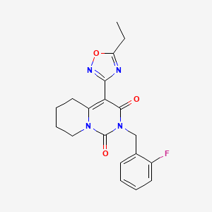 molecular formula C19H19FN4O3 B2641949 4-(5-ethyl-1,2,4-oxadiazol-3-yl)-2-(2-fluorobenzyl)-5,6,7,8-tetrahydro-1H-pyrido[1,2-c]pyrimidine-1,3(2H)-dione CAS No. 1775345-51-1