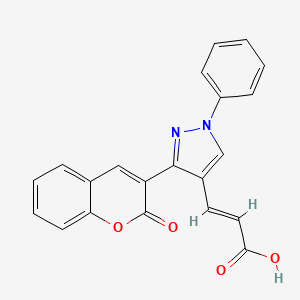 3-[3-(2-oxo-2H-chromen-3-yl)-1-phenyl-1H-pyrazol-4-yl]prop-2-enoic acid