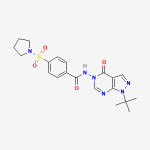 molecular formula C20H24N6O4S B2641953 N-(1-(叔丁基)-4-氧代-1H-吡唑并[3,4-d]嘧啶-5(4H)-基)-4-(吡咯烷-1-基磺酰基)苯甲酰胺 CAS No. 899945-70-1