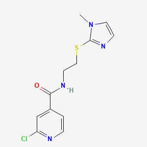 molecular formula C12H13ClN4OS B2641956 2-chloro-N-{2-[(1-methyl-1H-imidazol-2-yl)sulfanyl]ethyl}pyridine-4-carboxamide CAS No. 1110926-18-5