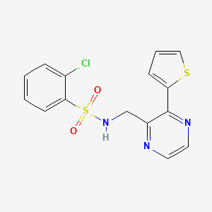 2-chloro-N-((3-(thiophen-2-yl)pyrazin-2-yl)methyl)benzenesulfonamide