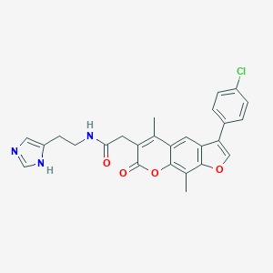 molecular formula C26H22ClN3O4 B264197 2-[3-(4-chlorophenyl)-5,9-dimethyl-7-oxo-7H-furo[3,2-g]chromen-6-yl]-N-[2-(1H-imidazol-4-yl)ethyl]acetamide 