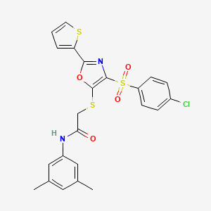 2-((4-((4-chlorophenyl)sulfonyl)-2-(thiophen-2-yl)oxazol-5-yl)thio)-N-(3,5-dimethylphenyl)acetamide