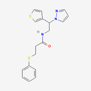 N-(2-(1H-pyrazol-1-yl)-2-(thiophen-3-yl)ethyl)-3-(phenylthio)propanamide