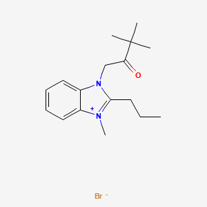 3-(3,3-dimethyl-2-oxobutyl)-1-methyl-2-propyl-1H-1,3-benzodiazol-3-ium bromide