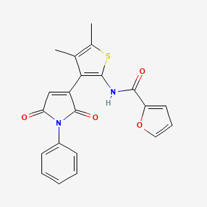 molecular formula C21H16N2O4S B2642011 N-[3-(2,5-二氧代-1-苯基-2,5-二氢-1H-吡咯-3-基)-4,5-二甲基噻吩-2-基]呋喃-2-甲酰胺 CAS No. 690640-63-2