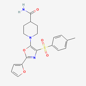 molecular formula C20H21N3O5S B2642014 1-(2-(Furan-2-yl)-4-tosyloxazol-5-yl)piperidine-4-carboxamide CAS No. 883248-50-8