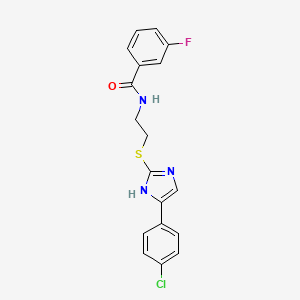 molecular formula C18H15ClFN3OS B2642019 N-(2-((5-(4-chlorophenyl)-1H-imidazol-2-yl)thio)ethyl)-3-fluorobenzamide CAS No. 897457-05-5