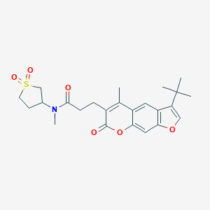 molecular formula C24H29NO6S B264202 3-(3-tert-butyl-5-methyl-7-oxo-7H-furo[3,2-g]chromen-6-yl)-N-(1,1-dioxidotetrahydro-3-thienyl)-N-methylpropanamide 