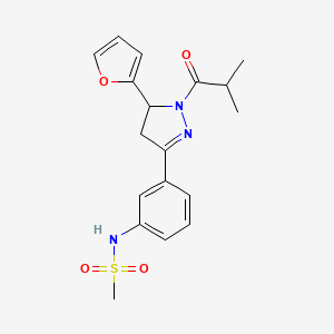 molecular formula C18H21N3O4S B2642023 N-(3-(5-(furan-2-yl)-1-isobutyryl-4,5-dihydro-1H-pyrazol-3-yl)phenyl)methanesulfonamide CAS No. 851718-86-0