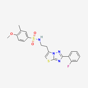molecular formula C20H19FN4O3S2 B2642027 N-(2-(2-(2-fluorophenyl)thiazolo[3,2-b][1,2,4]triazol-6-yl)ethyl)-4-methoxy-3-methylbenzenesulfonamide CAS No. 946206-50-4