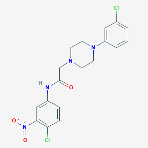 molecular formula C18H18Cl2N4O3 B2642053 N-(4-chloro-3-nitrophenyl)-2-[4-(3-chlorophenyl)piperazin-1-yl]acetamide CAS No. 329779-16-0