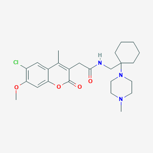 molecular formula C25H34ClN3O4 B264206 2-(6-chloro-7-methoxy-4-methyl-2-oxo-2H-chromen-3-yl)-N-{[1-(4-methyl-1-piperazinyl)cyclohexyl]methyl}acetamide 