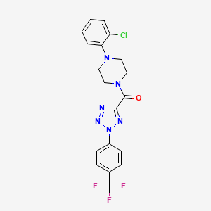 molecular formula C19H16ClF3N6O B2642062 (4-(2-chlorophenyl)piperazin-1-yl)(2-(4-(trifluoromethyl)phenyl)-2H-tetrazol-5-yl)methanone CAS No. 1396880-86-6