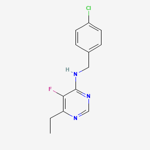molecular formula C13H13ClFN3 B2642063 N-[(4-Chlorophenyl)methyl]-6-ethyl-5-fluoropyrimidin-4-amine CAS No. 1920010-46-3