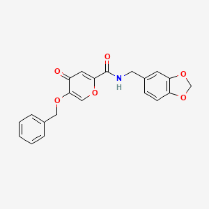 molecular formula C21H17NO6 B2642068 N-(苯并[d][1,3]二氧杂环-5-基甲基)-5-(苯甲氧基)-4-氧代-4H-吡喃-2-甲酰胺 CAS No. 1021134-52-0
