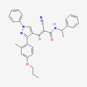 (E)-2-cyano-3-[3-(2-methyl-4-propoxyphenyl)-1-phenylpyrazol-4-yl]-N-(1-phenylethyl)prop-2-enamide