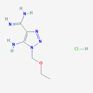 molecular formula C6H13ClN6O B2642074 5-Amino-1-(ethoxymethyl)-1H-1,2,3-triazole-4-carboximidamide hydrochloride CAS No. 2089255-47-8