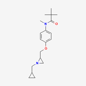 molecular formula C19H28N2O2 B2642075 N-[4-[[1-(Cyclopropylmethyl)aziridin-2-yl]methoxy]phenyl]-N,2,2-trimethylpropanamide CAS No. 2418719-39-6