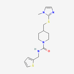 4-(((1-methyl-1H-imidazol-2-yl)thio)methyl)-N-(thiophen-2-ylmethyl)piperidine-1-carboxamide