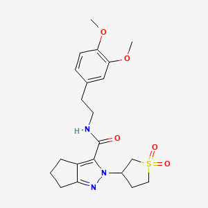 molecular formula C21H27N3O5S B2642089 N-(3,4-二甲氧基苯乙基)-2-(1,1-二氧化四氢噻吩-3-基)-2,4,5,6-四氢环戊[c]吡唑-3-甲酰胺 CAS No. 1040665-72-2