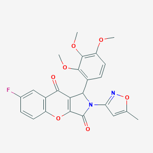 molecular formula C24H19FN2O7 B264209 7-Fluoro-2-(5-methyl-3-isoxazolyl)-1-(2,3,4-trimethoxyphenyl)-1,2-dihydrochromeno[2,3-c]pyrrole-3,9-dione 