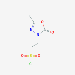 molecular formula C5H7ClN2O4S B2642106 2-(5-Methyl-2-oxo-2,3-dihydro-1,3,4-oxadiazol-3-yl)ethane-1-sulfonyl chloride CAS No. 2060006-38-2