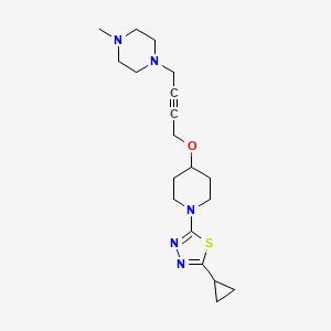 molecular formula C19H29N5OS B2642119 2-Cyclopropyl-5-[4-[4-(4-methylpiperazin-1-yl)but-2-ynoxy]piperidin-1-yl]-1,3,4-thiadiazole CAS No. 2415583-97-8