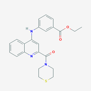 molecular formula C23H23N3O3S B2642131 Ethyl 3-((2-(thiomorpholine-4-carbonyl)quinolin-4-yl)amino)benzoate CAS No. 1226437-47-3