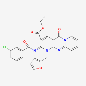 (Z)-ethyl 2-((3-chlorobenzoyl)imino)-1-(furan-2-ylmethyl)-5-oxo-2,5-dihydro-1H-dipyrido[1,2-a:2',3'-d]pyrimidine-3-carboxylate