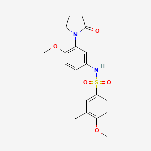 molecular formula C19H22N2O5S B2642152 4-methoxy-N-(4-methoxy-3-(2-oxopyrrolidin-1-yl)phenyl)-3-methylbenzenesulfonamide CAS No. 941872-30-6