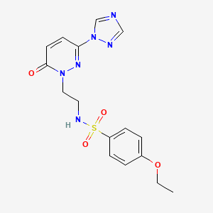 molecular formula C16H18N6O4S B2642154 4-ethoxy-N-(2-(6-oxo-3-(1H-1,2,4-triazol-1-yl)pyridazin-1(6H)-yl)ethyl)benzenesulfonamide CAS No. 1448050-57-4