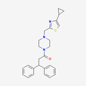 molecular formula C26H29N3OS B2642155 1-(4-((4-Cyclopropylthiazol-2-yl)methyl)piperazin-1-yl)-3,3-diphenylpropan-1-one CAS No. 1172554-29-8