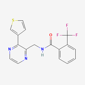 molecular formula C17H12F3N3OS B2642158 N-((3-(噻吩-3-基)吡嗪-2-基)甲基)-2-(三氟甲基)苯甲酰胺 CAS No. 2034368-19-7