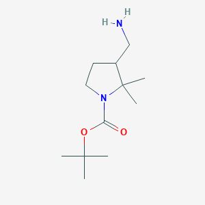 molecular formula C12H24N2O2 B2642160 Tert-butyl 3-(aminomethyl)-2,2-dimethylpyrrolidine-1-carboxylate CAS No. 1780767-79-4
