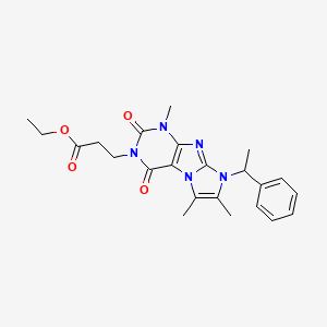 ethyl 3-(1,6,7-trimethyl-2,4-dioxo-8-(1-phenylethyl)-1H-imidazo[2,1-f]purin-3(2H,4H,8H)-yl)propanoate