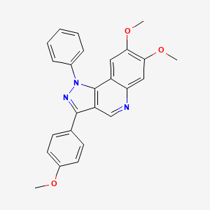 molecular formula C25H21N3O3 B2642167 7,8-dimethoxy-3-(4-methoxyphenyl)-1-phenyl-1H-pyrazolo[4,3-c]quinoline CAS No. 932541-30-5
