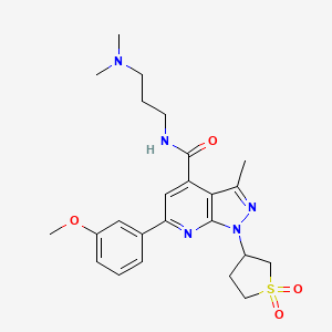 molecular formula C24H31N5O4S B2642168 N-(3-(dimethylamino)propyl)-1-(1,1-dioxidotetrahydrothiophen-3-yl)-6-(3-methoxyphenyl)-3-methyl-1H-pyrazolo[3,4-b]pyridine-4-carboxamide CAS No. 1021263-16-0