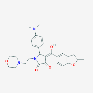 molecular formula C28H33N3O5 B264217 5-[4-(dimethylamino)phenyl]-3-hydroxy-4-[(2-methyl-2,3-dihydro-1-benzofuran-5-yl)carbonyl]-1-[2-(4-morpholinyl)ethyl]-1,5-dihydro-2H-pyrrol-2-one 