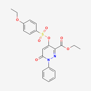 molecular formula C21H20N2O7S B2642176 Ethyl 4-(((4-ethoxyphenyl)sulfonyl)oxy)-6-oxo-1-phenyl-1,6-dihydropyridazine-3-carboxylate CAS No. 899959-32-1