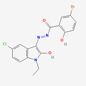 molecular formula C17H13BrClN3O3 B2642177 (E)-5-溴-N'-(5-氯-1-乙基-2-氧代吲哚啉-3-亚烷基)-2-羟基苯甲酰肼 CAS No. 613219-73-1