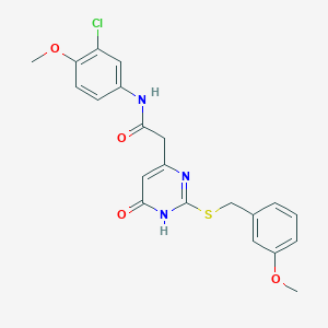 molecular formula C21H20ClN3O4S B2642186 N-(3-chloro-4-methoxyphenyl)-2-(2-((3-methoxybenzyl)thio)-6-oxo-1,6-dihydropyrimidin-4-yl)acetamide CAS No. 1105237-96-4