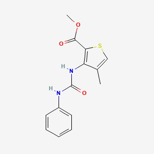 molecular formula C14H14N2O3S B2642188 Methyl 3-[(anilinocarbonyl)amino]-4-methyl-2-thiophenecarboxylate CAS No. 478258-56-9