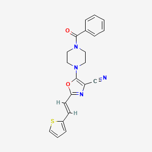 B2642189 (E)-5-(4-benzoylpiperazin-1-yl)-2-(2-(thiophen-2-yl)vinyl)oxazole-4-carbonitrile CAS No. 940993-43-1