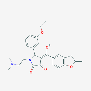 molecular formula C26H30N2O5 B264219 1-[2-(dimethylamino)ethyl]-5-(3-ethoxyphenyl)-3-hydroxy-4-[(2-methyl-2,3-dihydro-1-benzofuran-5-yl)carbonyl]-1,5-dihydro-2H-pyrrol-2-one 