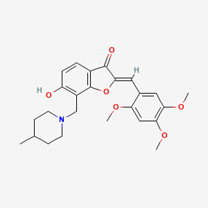 molecular formula C25H29NO6 B2642191 (Z)-6-hydroxy-7-((4-methylpiperidin-1-yl)methyl)-2-(2,4,5-trimethoxybenzylidene)benzofuran-3(2H)-one CAS No. 859666-53-8