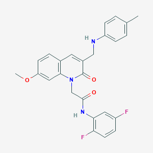 molecular formula C26H23F2N3O3 B2642199 N-(2,5-difluorophenyl)-2-(7-methoxy-2-oxo-3-((p-tolylamino)methyl)quinolin-1(2H)-yl)acetamide CAS No. 932308-13-9