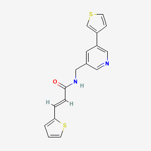 molecular formula C17H14N2OS2 B2642208 (E)-3-(噻吩-2-基)-N-((5-(噻吩-3-基)吡啶-3-基)甲基)丙烯酰胺 CAS No. 1799261-57-6